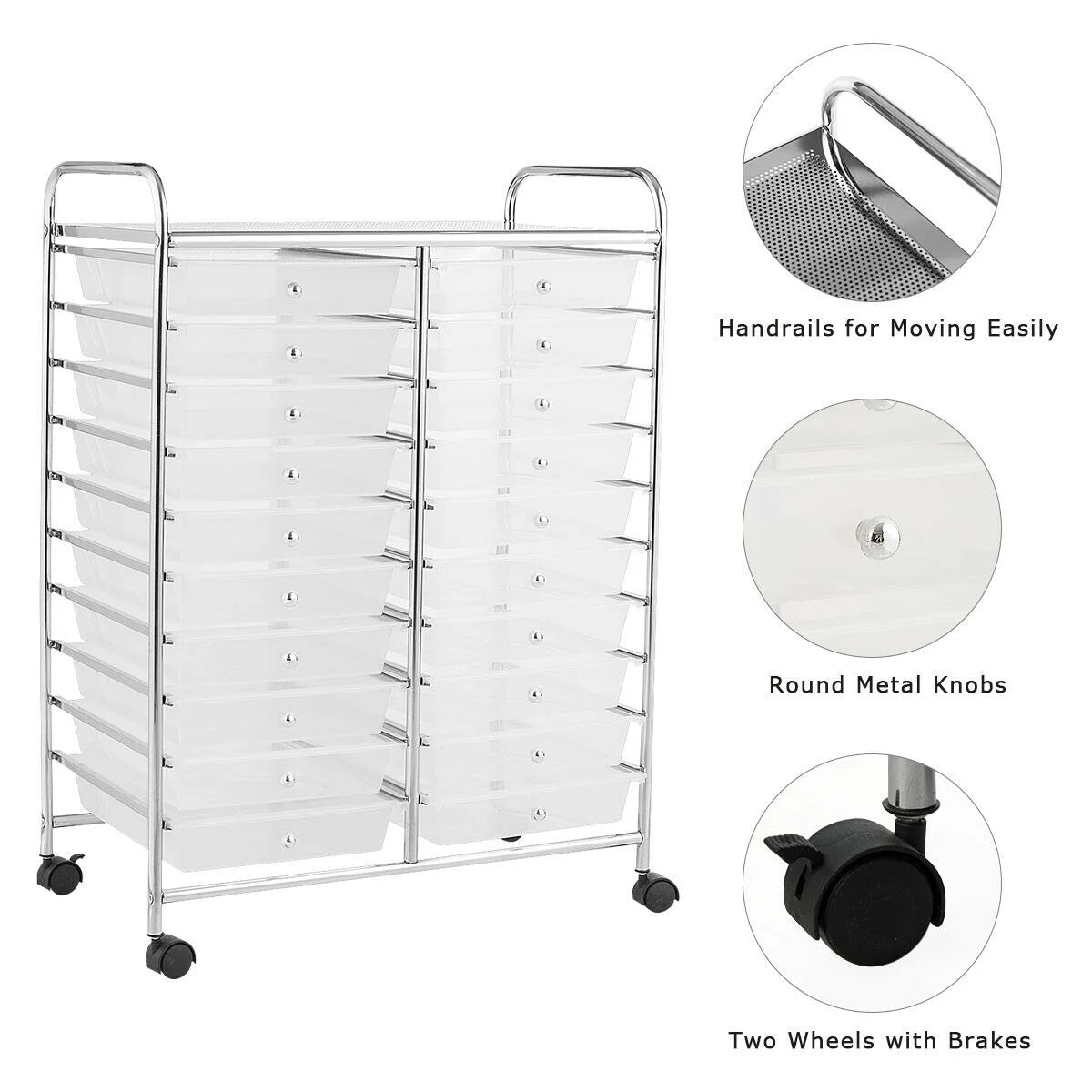 Gymax Office Rolling Cart 20 Storage Drawers Scrapbook Paper Studio Organizer Mutlicolor