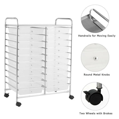 Gymax Office Rolling Cart 20 Storage Drawers Scrapbook Paper Studio Organizer Mutlicolor