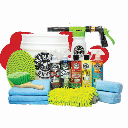 Chemical Guys HOL340 15-Piece Arsenal Builder Car Wash Kit with Foam Gun, Bucket, and (5) 16 oz Car Care Cleaning Chemicals, Gift for Car & Truck Lovers, Dads and DIYers (Works w/Garden Hose)