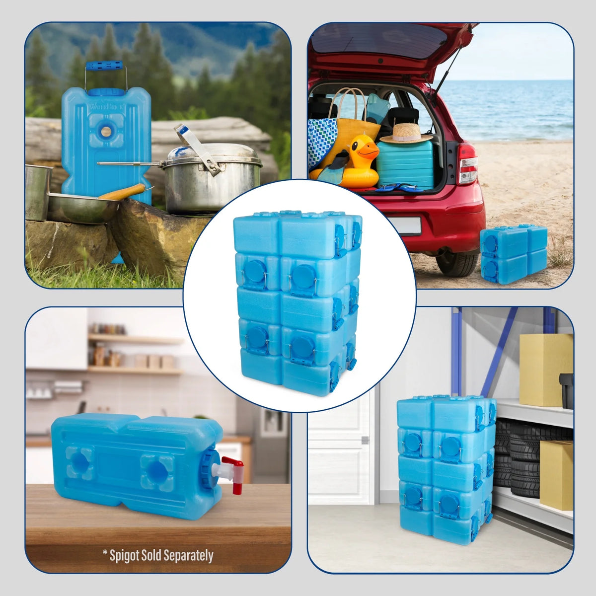 WaterBrick Stackable 3.5 Gallon Blue Water & Food Storage Container - 10 Pack