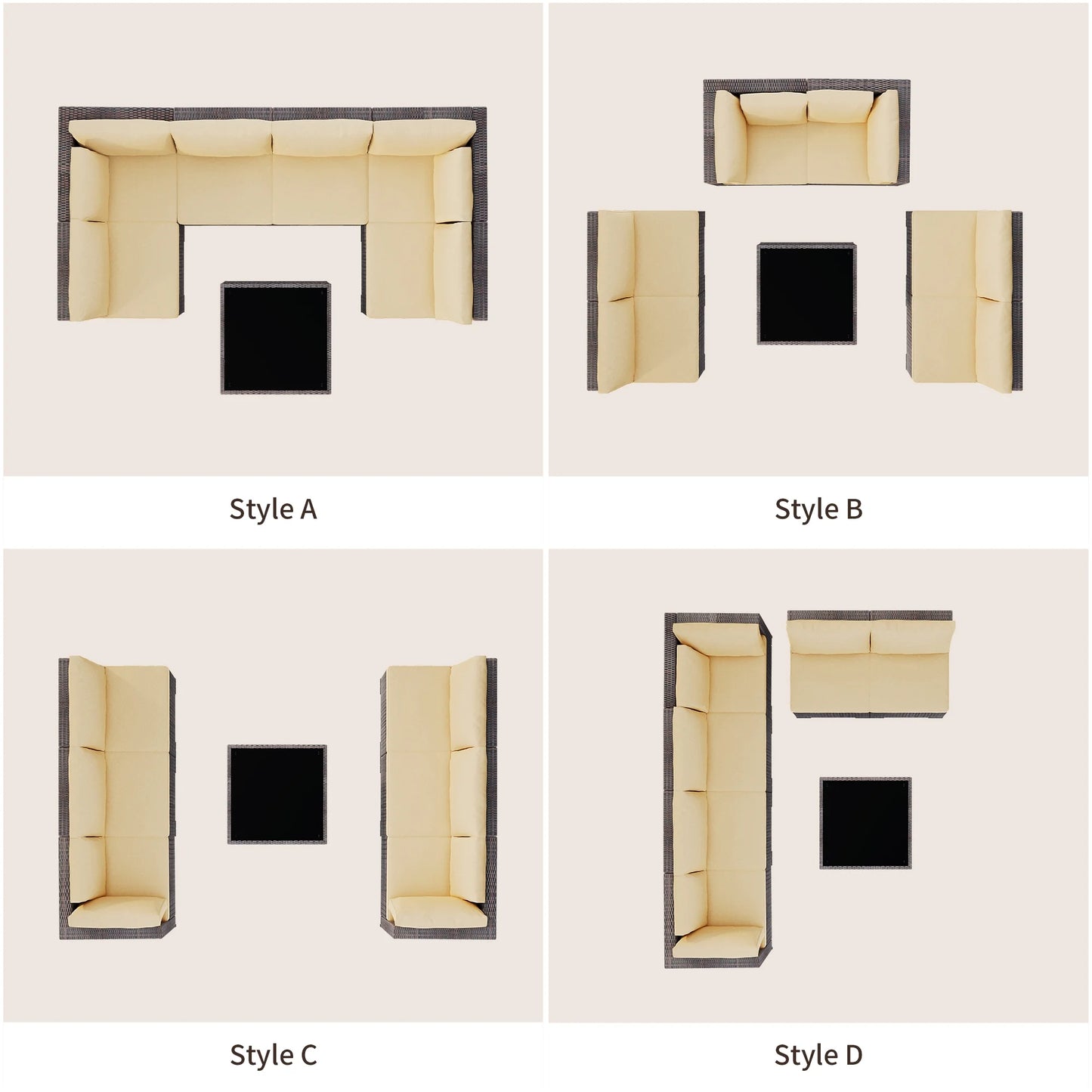 Patio Furniture Set Clearance, Lofka 5 Pieces Patio Conversation Set with Sofas and Tempered Glass Coffee Table for Outdoor Garden Gray