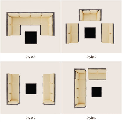Patio Furniture Set Clearance, Lofka 5 Pieces Patio Conversation Set with Sofas and Tempered Glass Coffee Table for Outdoor Garden Gray