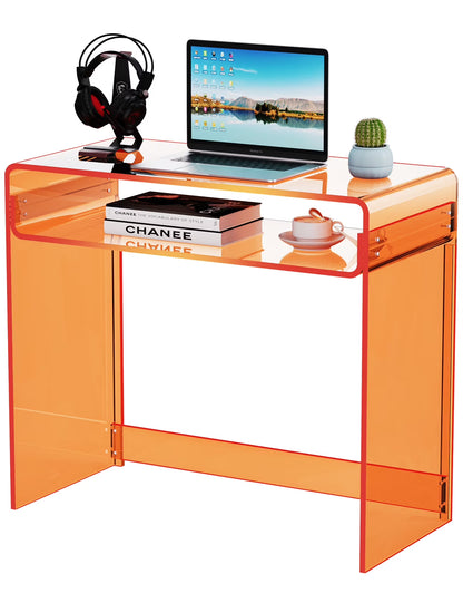 Solaround Acrylic Modern and Sleek Computer Office Desk, Clear