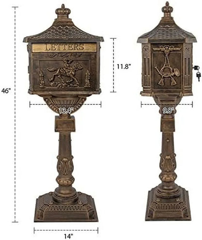 Mailbox Cast Aluminum Bronze Mail Box Postal Box Security Heavy Duty New