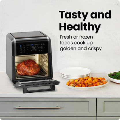 Chefman Multifunctional Digital 10 Qt. Air Fryer+ Rotisserie, Fry, Roast & Bake, 17 Presets - Black