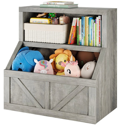 AOILE Kids Bookshelf and Toy Storage - Wooden Toddler Bookcase Cabinet with Large Cubbies for Playroom, Bedroom, Nursery, Classroom, School, Kindergarten, and Daycare