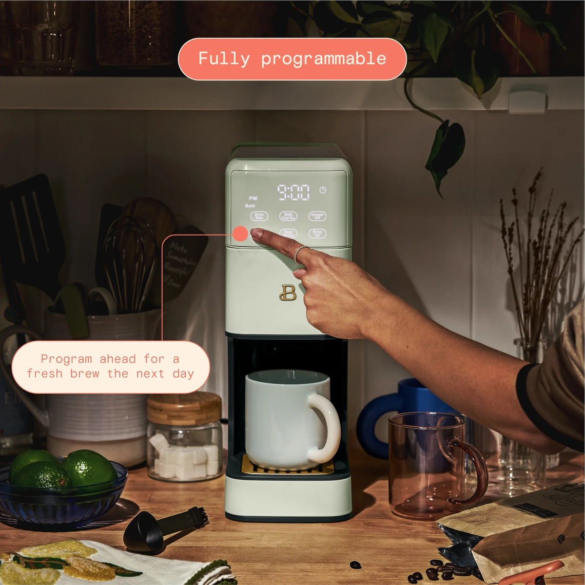 Beautiful Perfect Grind�?Programmable Single Serve Coffee Maker, White Icing by Drew Barrymore