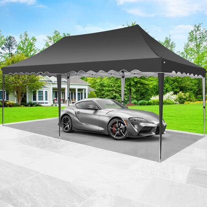 SANOPY 10' x 20' Pop up Canopy Party Tent with 6 Removable Sidewalls, Wave Eave Outdoor Waterproof Patio Gazebo Tent with Carry Bag, Backyards Camping Picnics, Black