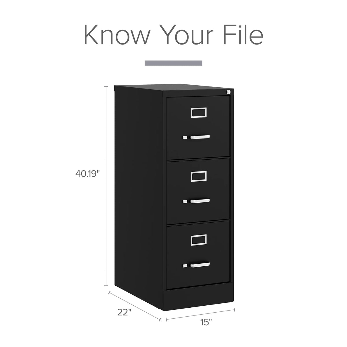 Hirsh 22" Deep 3 Drawer Letter Width Vertical File Cabinet, Commercial Grade, Gray