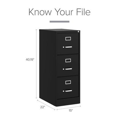 Hirsh 22" Deep 3 Drawer Letter Width Vertical File Cabinet, Commercial Grade, Gray