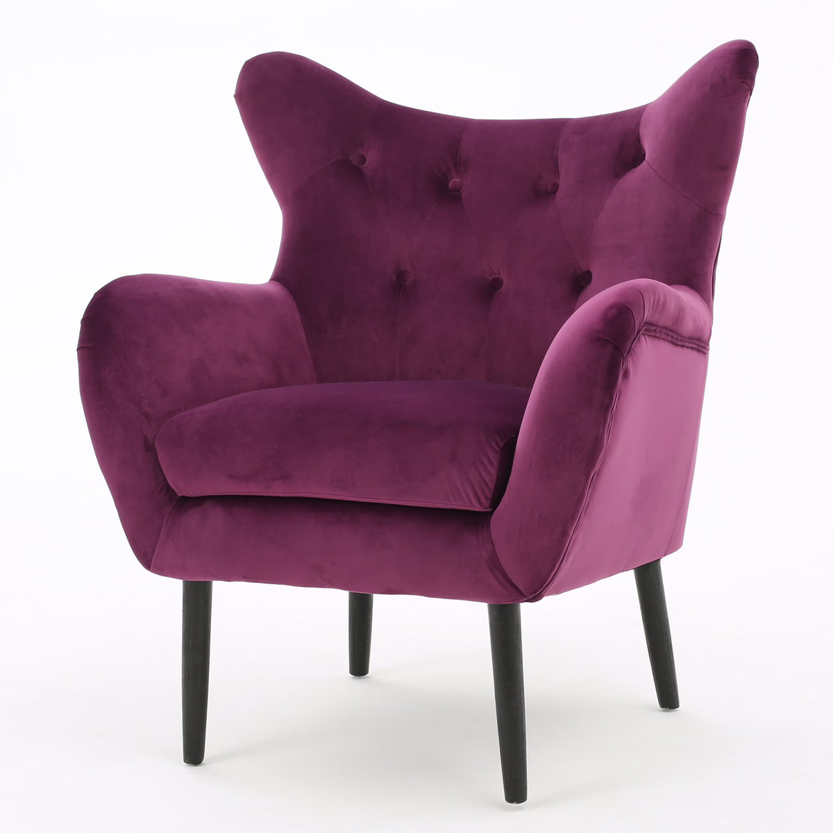 Noble House Simon Velvet Wingback Chair, Purple