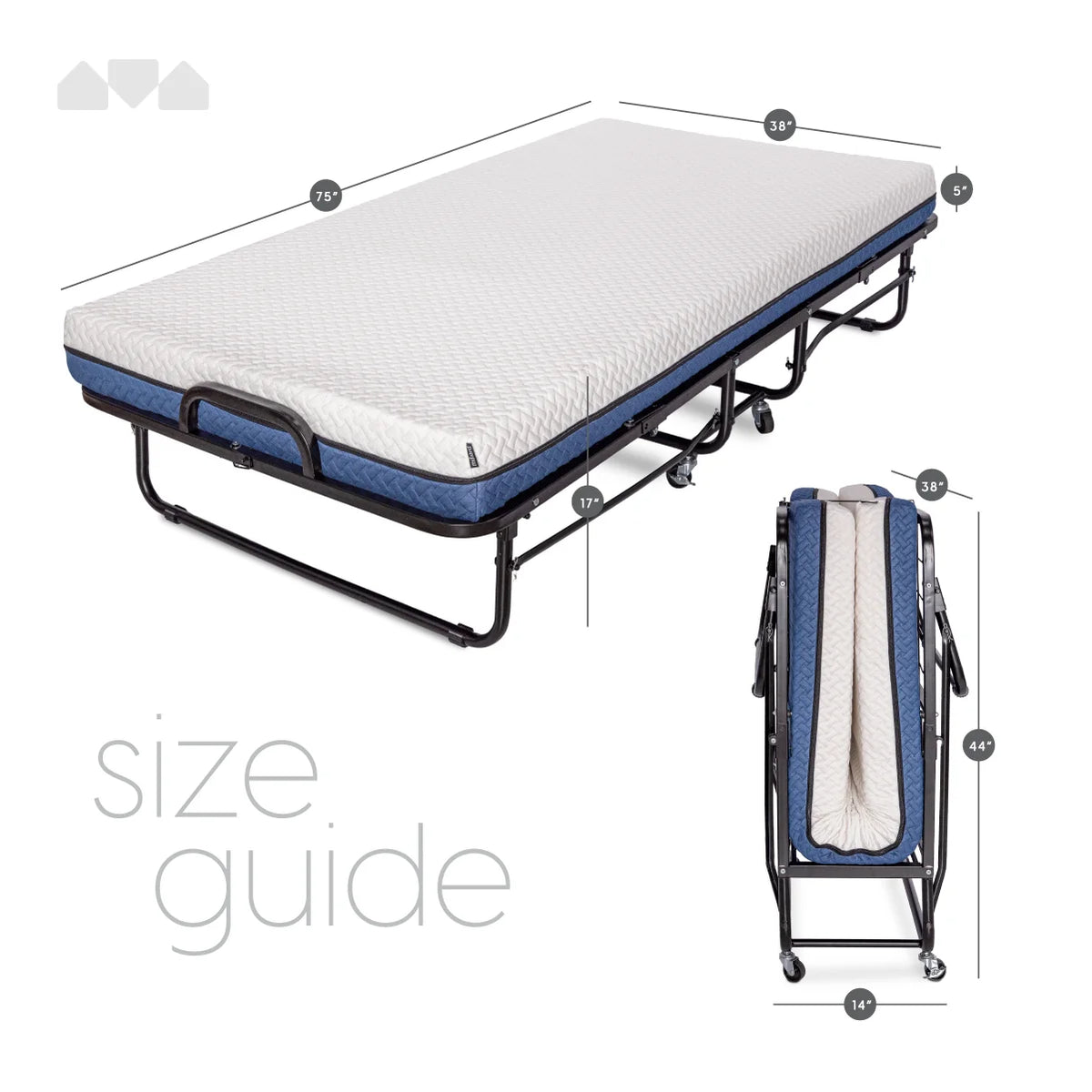 Milliard Twin Steel Folding Bed with Luxurious Memory Foam