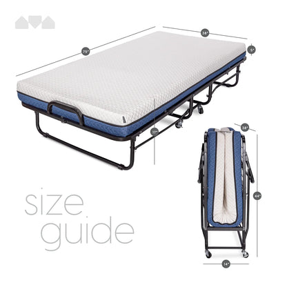 Milliard Twin Steel Folding Bed with Luxurious Memory Foam
