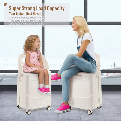 Fridtrip 20 Inch Carry On TSA Lock Luggage with for Kids& Adult,Lockable Spinner Wheels Free Luggage Cover and Safety Seatbelt Travel Suitcase