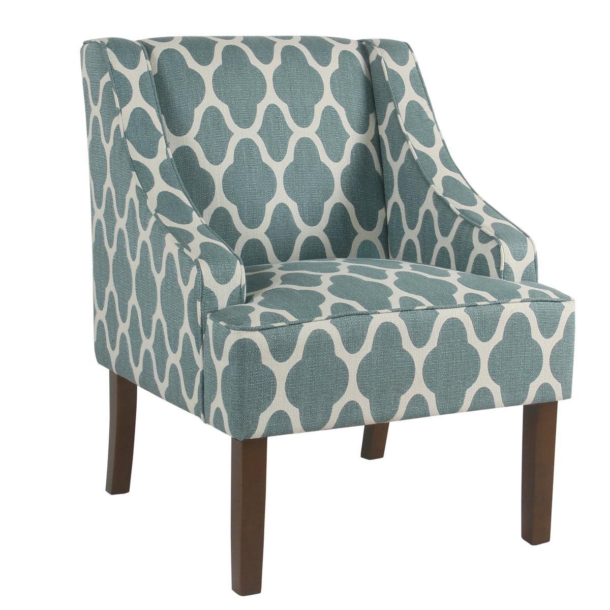 HomePop Classic Swoop Accent Chair - Blue and White Damask