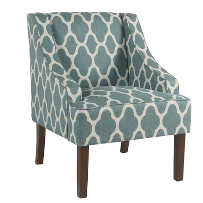 HomePop Classic Swoop Accent Chair - Blue and White Damask