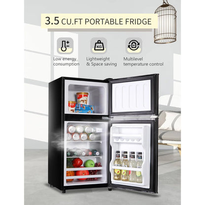 3.5 Cu.Ft Mini Fridge Freezer, 2 Door Small Refrigerator, 7 Level Adjustable Thermostat Freezer Fridge for Living Room, Kitchen and Apartment, Sivelr
