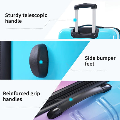 3 Piece Luggage Sets, Hard Shell Suitcase 20/24/28 Inches with TSA Lock and Spinner Wheels, Expandable Lightweight Travel Luggage for Men Women, Multicolor purple