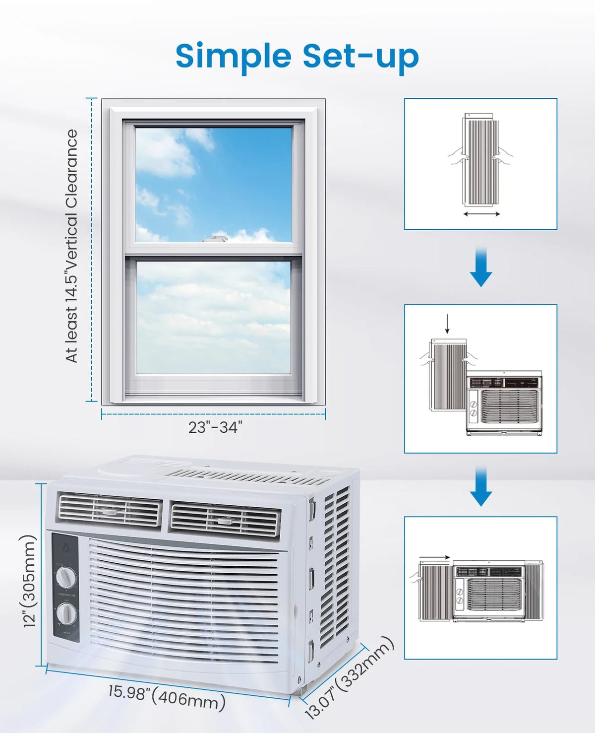Garvee 5000 BTU Window Air Conditioner,Fast Cooling for Rooms up to 150 Sq. ft,Window Ac Unit with 7 Level Temperature Setting,White