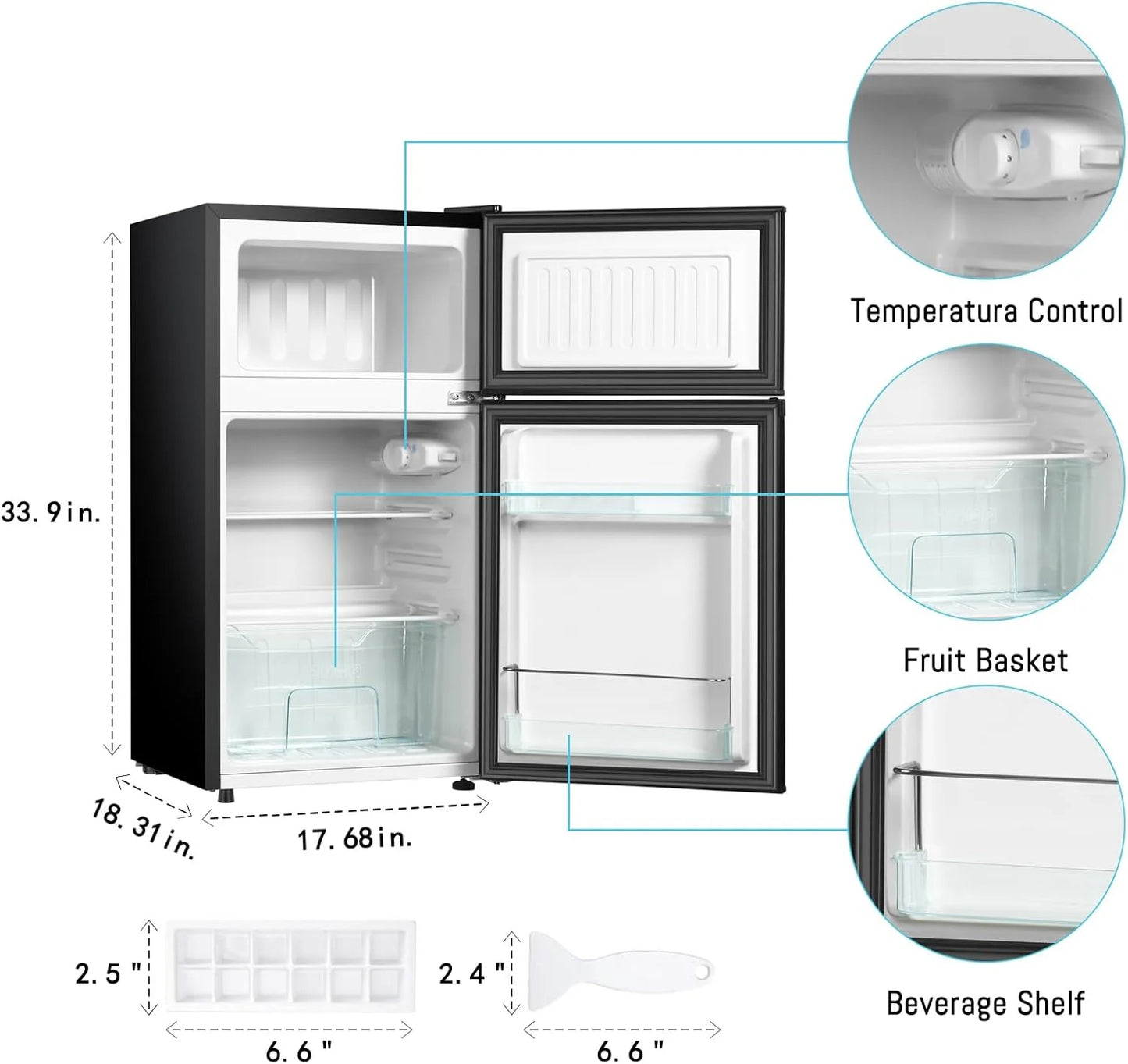 HUMSURE 3.2 Cu.Ft Pink Mini Fridge With Freezer, Compact Dorm Refrigerator, 2 Doors for Bedroom, Office, Kitchen, Apartment