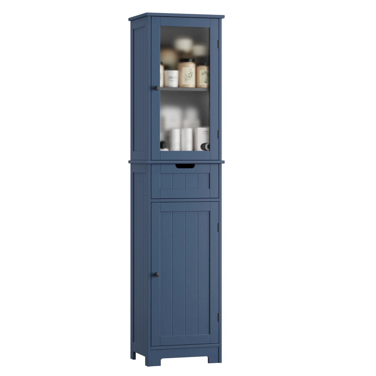 Homfa Bathroom Storage Tower, Narrow Linen Cabinet with Door and Drawers, Tall Bathroom Storage Cabinet for Small Spaces, White