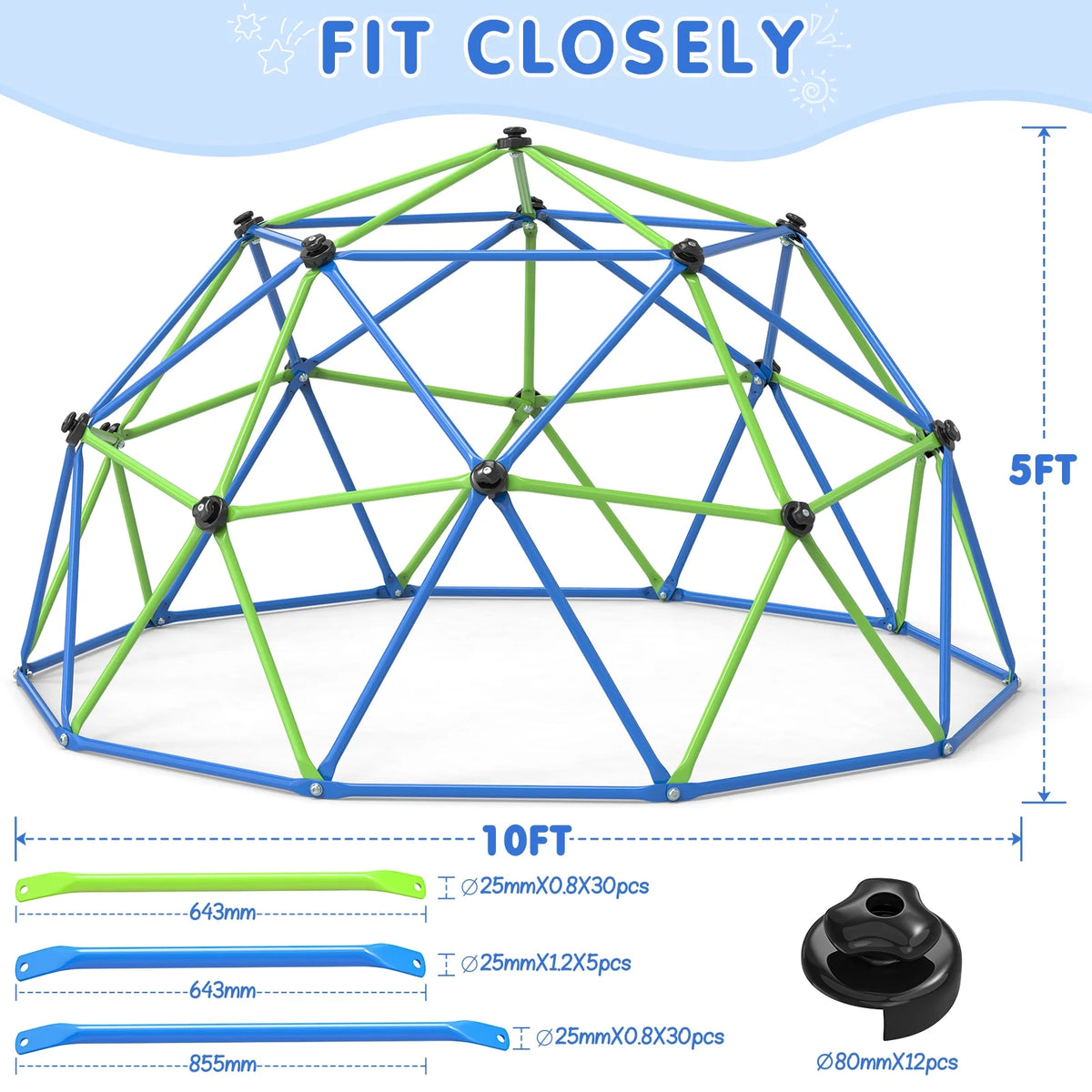 WOSTOO 10FT Climbing Dome,Kids Dome Climber Jungle Gym Outdoor Toddler Play Set for Kids 3-10 Year Outdoor Play , Supports up to 880lbs