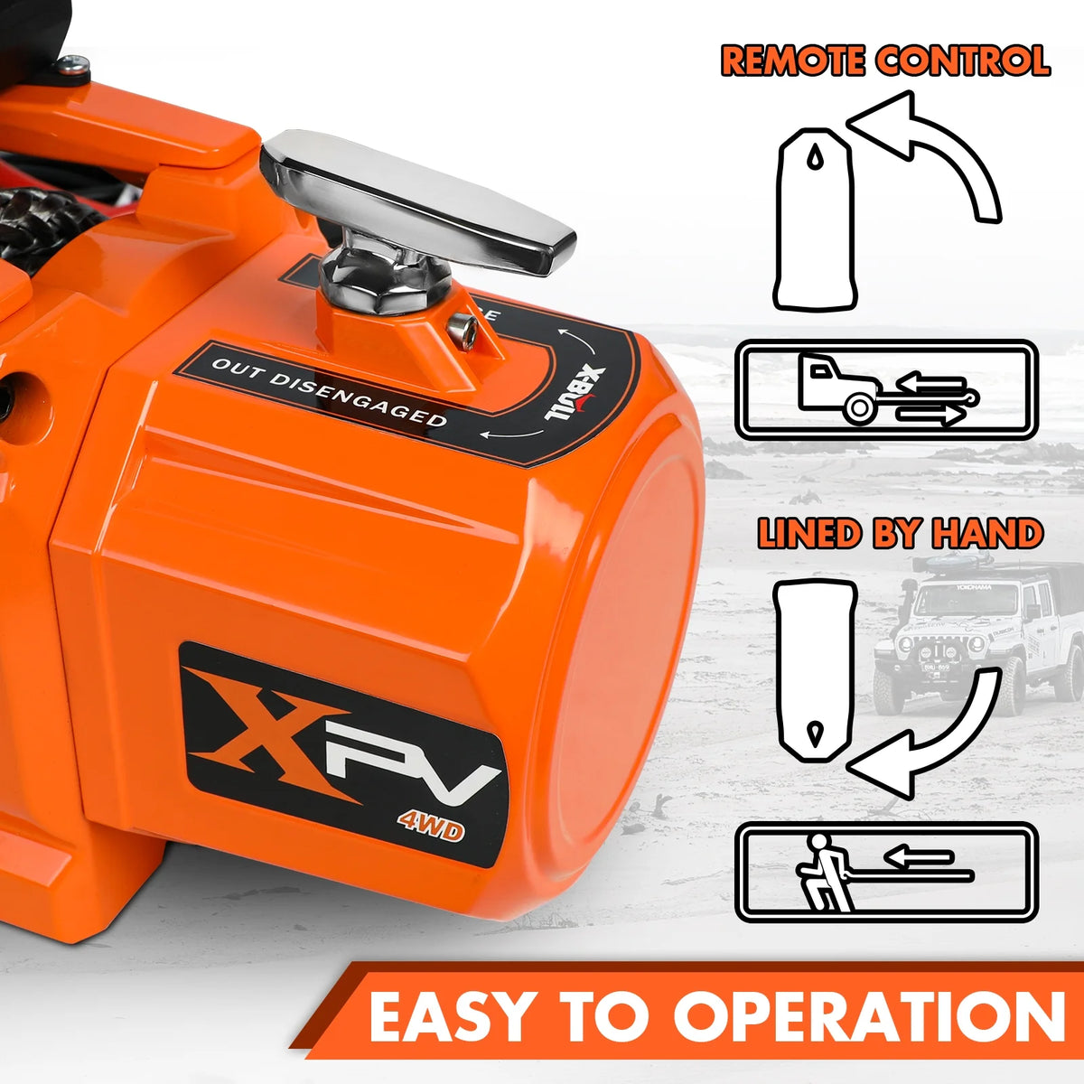 X-BULL Electric Winch XPV 14500LBS 12V Synthetic Rope SUV Jeep Truck Towing 4WD Off-Road 2 in 1 Remote Control Wireless and Wired
