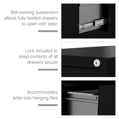 Hirsh 22" Deep 3 Drawer Letter Width Vertical File Cabinet, Commercial Grade, Gray