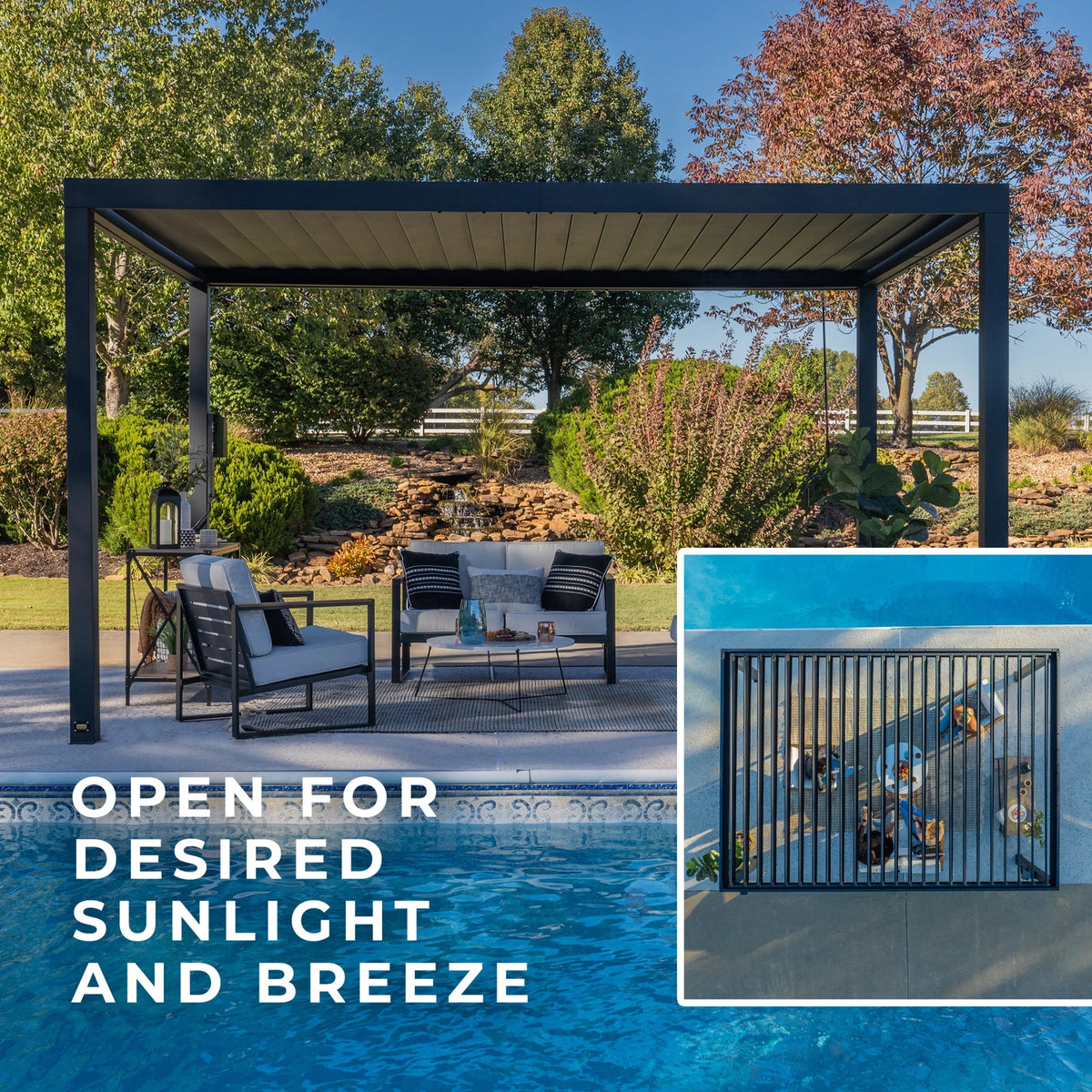Backyard Discovery Sarasota 14'x10' Galvanized Steel Louvered Pergola Kit, Adjustable Roof