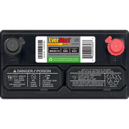 EverStart Maxx Lead Acid Automotive Battery, Group Size 51 12 Volt, 500 CCA