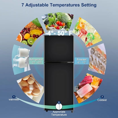 GGTB 4.8 Cu. Ft. Apartment Refrigerator with Freezer, Dorm Fridge with Adjustable Thermostat & Shelves, Mini Refrigerator Freezer for RV, Kitchen, Office, College, Black