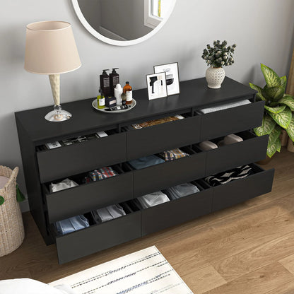 Resenkos Modern Mid Century 6 Drawer Wide Dressers Chests for Bedroom, Chest of Drawer Organizer Grey