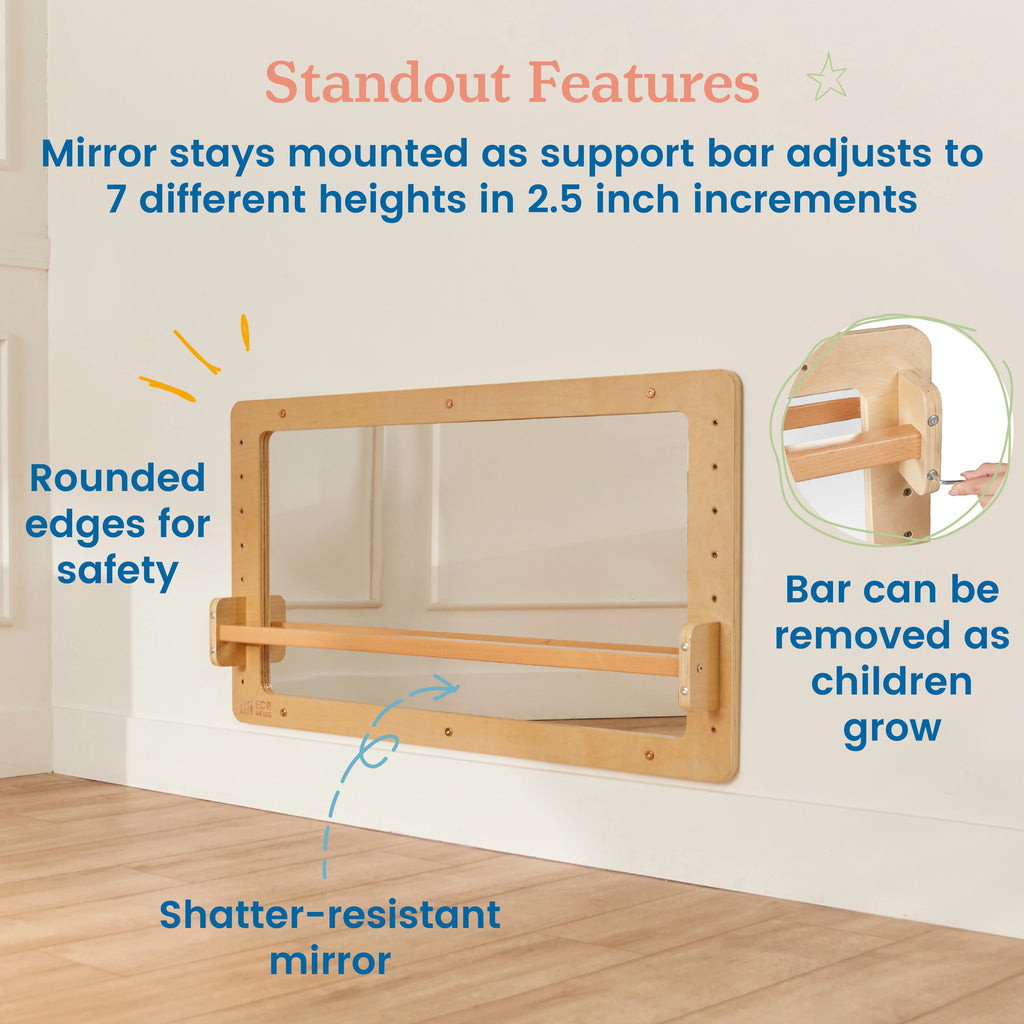 ECR4Kids Wall-Mounted Coordination Mirror, Natural