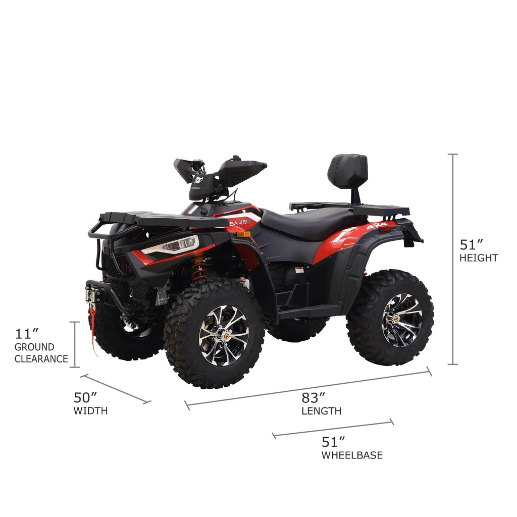 Massimo MSA450F Adult ATV Quad 352cc 25 HP 4 Stroke 4-Wheeler - Sand