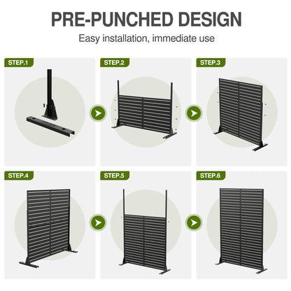 MAYEERTY 72" x 47" Outdoor Privacy Screen, 6 Panels Room Dividers for Home Office Patio, Black