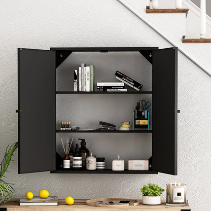 27.56"Modern Wall Cabinet with Glass Doors, Bathroom Cabinet with Featuring Three-tier Storage for Entryway Living Room, Bathroom or Dining Room, Mint Green