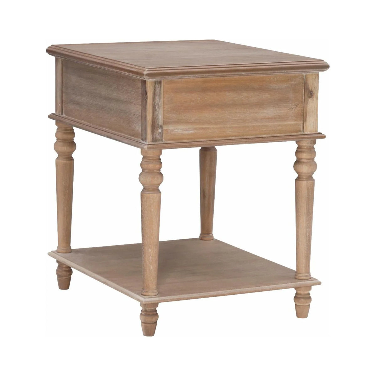 Powell McGhie Single Drawer Indoor End Table with Shelf, 26" Tall, Natural