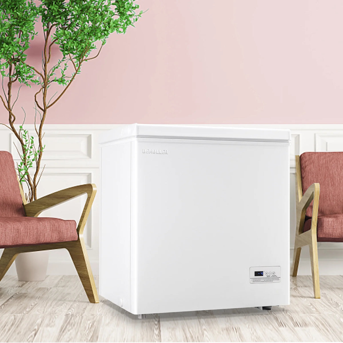 DEMULLER Chest Freezer 5.0 Cu. ft Deep Freezer with Two Hanging Baskets Top Open Door Freezer White
