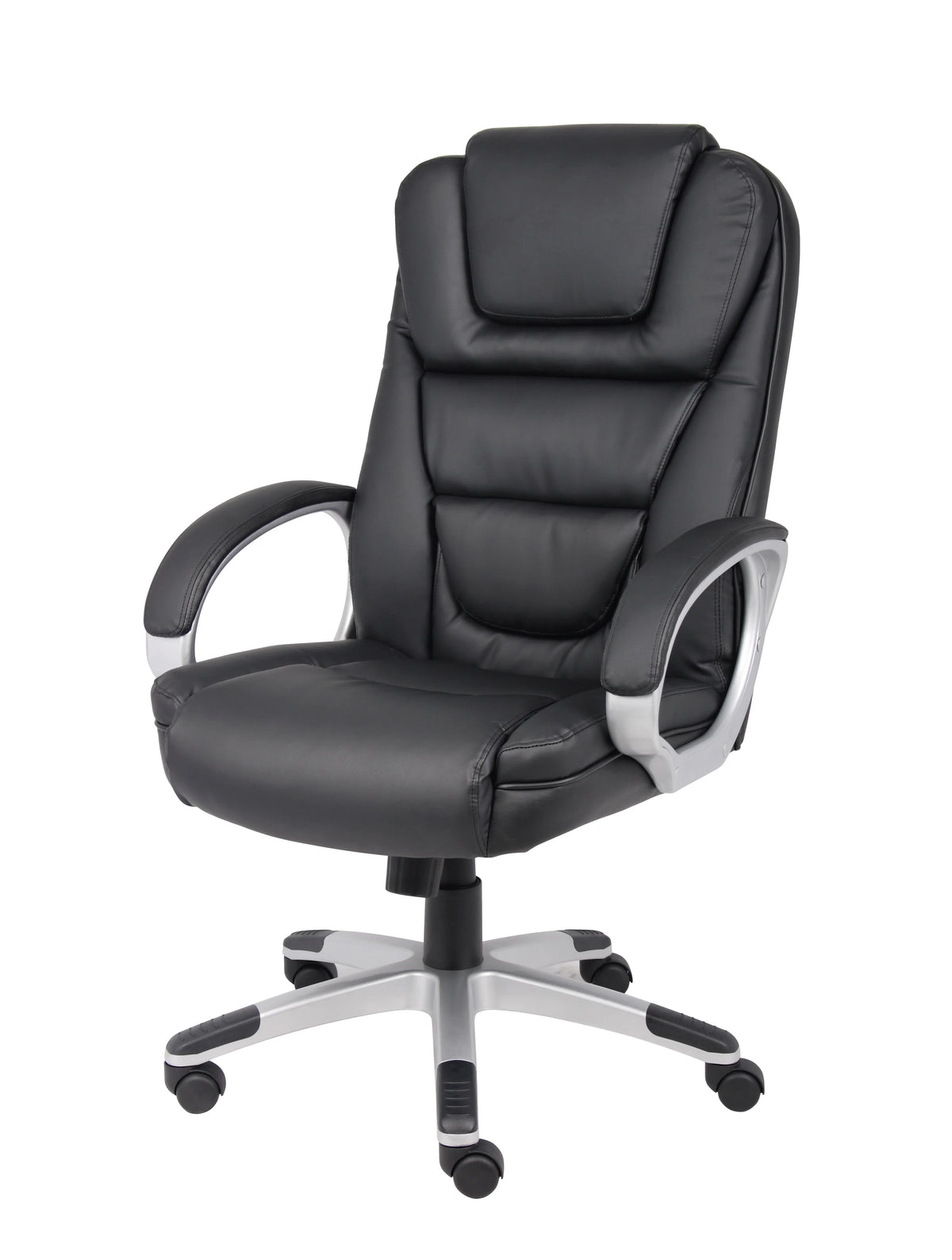 Boss Office Products LeatherPlus Executive Chair with Casters, Black