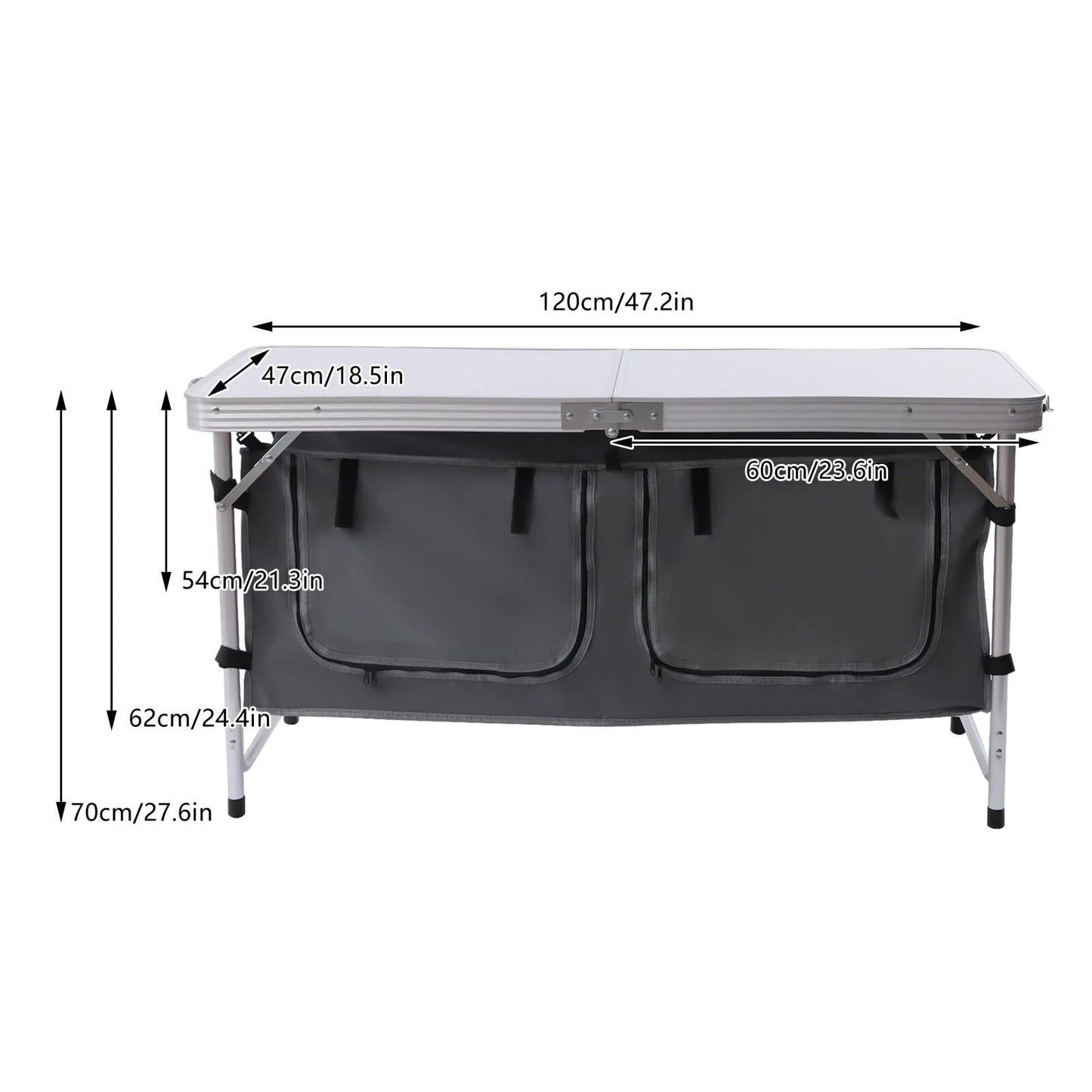 Folding Camping Table Portable Aluminum Camping Table Height Adjustable Camping Cook Station for Indoor Outdoor