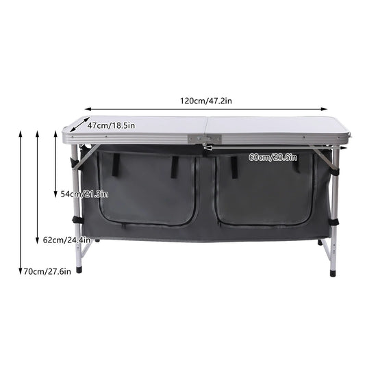 Folding Camping Table Portable Aluminum Camping Table Height Adjustable Camping Cook Station for Indoor Outdoor
