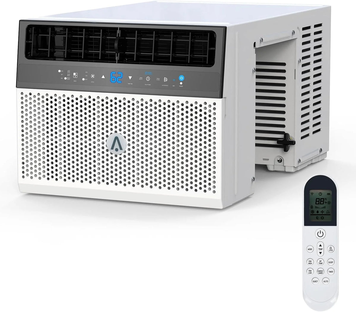 8,000 BTU Window Air Conditioner, Wi-Fi Enabled with Remote Control, Cools Up to 370 Sq. Ft., Washable Filter, Ultra-Quiet and Energy Efficient, Sleek White Design
