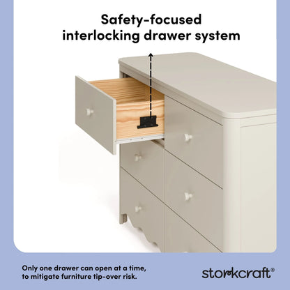 Storkcraft Casablanca 6 Drawer Nursery Dresser, Sage