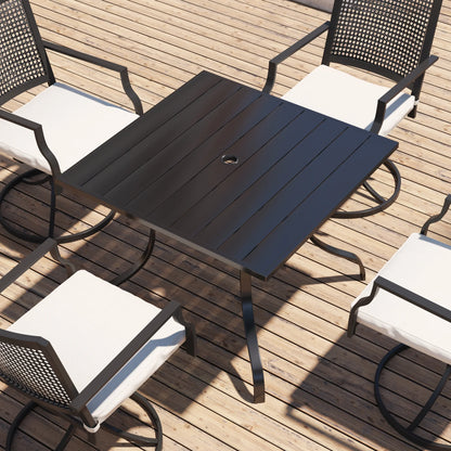 Mondawe 36*36inch Steel Square Outdoor Dining Table with 1.65" umbrella hole, for Backyard, Patio, Deck or Porch Gathering