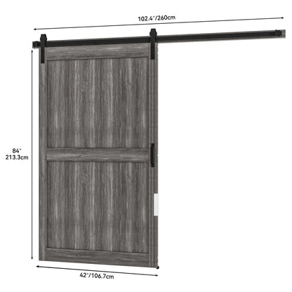 Uforic 48" x 84" Silding Barn Door,with Hardware Kit Rail,and Handle,Pulleys, Gray