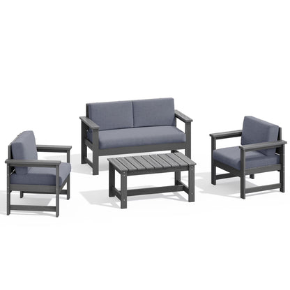 JUSTLET Patio Furniture Sets,2 Pieces Outdoor Chairs With Gray Cushions, Black