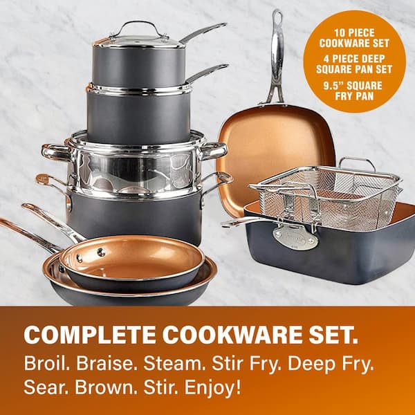20-Piece Aluminum Ti-Ceramic Nonstick Cookware and Bakeware Set in Graphite