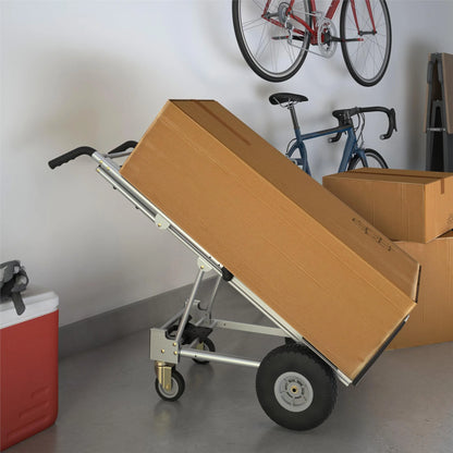 Cosco 3-in-1 Assist Series Aluminum Hand Truck/Assisted Hand Truck/Cart w/ flat free wheels, Silver