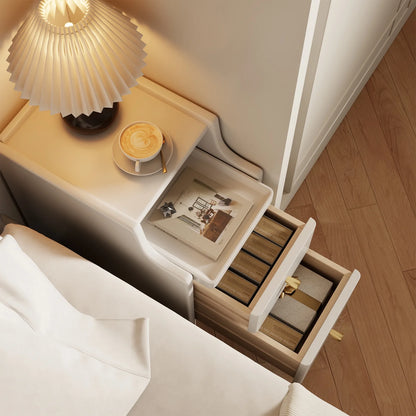 Small Nightstand,Solid Wood Nightstand with Drawers, Walnut Bedside Table for Bedroom
