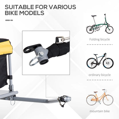 Aosom Bicycle Cargo Trailer, Two-Wheel Bike Luggage Wagon Bicycle Trailer with Removable Cover, Yellow